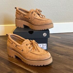 Sperry Women's Brown Leather Platform Loafers